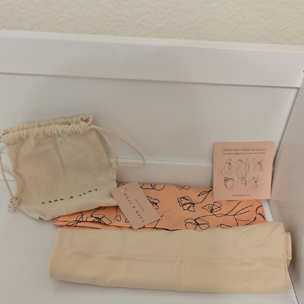Peach and Cream Hair Scarf Set of 2 Nwt